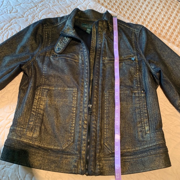 Ralph Lauren Biker Style Cotton Blend Jacket Black/Gold Size L - Picture 5 of 13